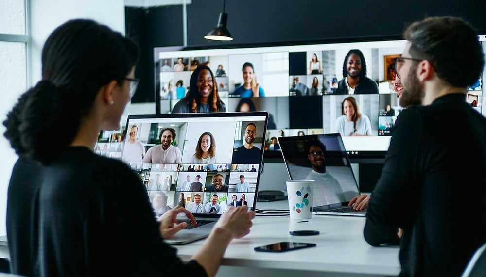 People collaborating online using digital tools People collaborating online using digital tools